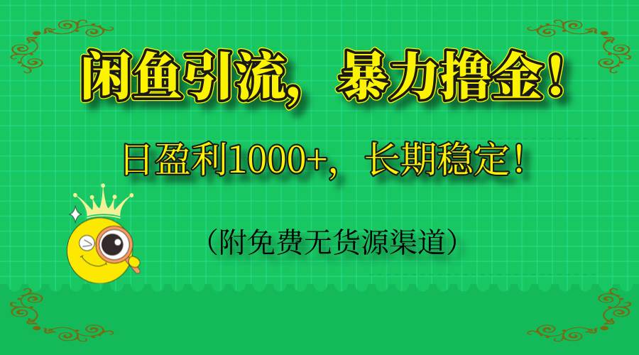 （14647期）闲鱼引流，暴力撸金，日盈利1000+，长期稳定！（附免费无货源渠道）-网亿资源平台