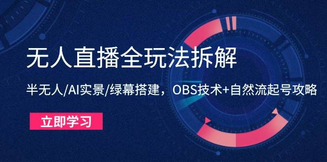（14684期）无人直播全玩法拆解：半无人/AI实景/绿幕搭建，OBS技术+自然流起号攻略-网亿资源平台