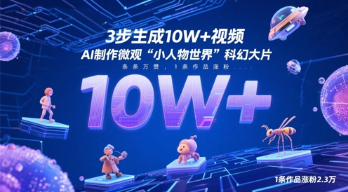 3步生成10W+视频，AI制作微观“小人物世界”科幻大片，条条万赞，1条作品涨粉2.3W-网亿资源平台