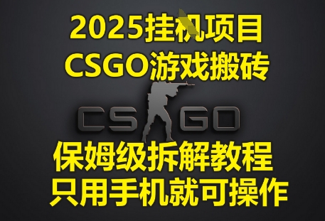 2025挂G项目，CSGO游戏搬砖，保姆级拆解教程，只用手机就可操作【揭秘】-网亿资源平台