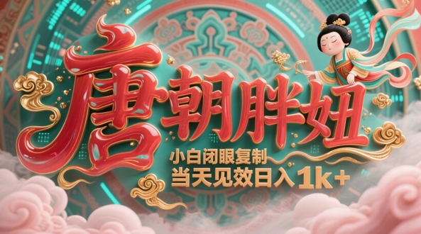 用AI克隆“唐朝胖妞”日更3条，平台疯狂推流，小白闭眼复制，当天见效，日入1k+-邪修侠