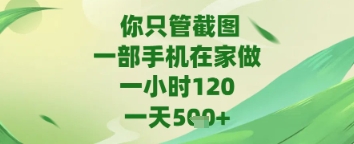 你只管截图，一部手机在家做，苹果安卓都可以，一天5张+【揭秘】-网亿资源平台