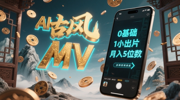 AI一键生成古风音乐MV,0剪辑基础1小时出片,多种变现渠道,一部手机月入5位数-邪修侠