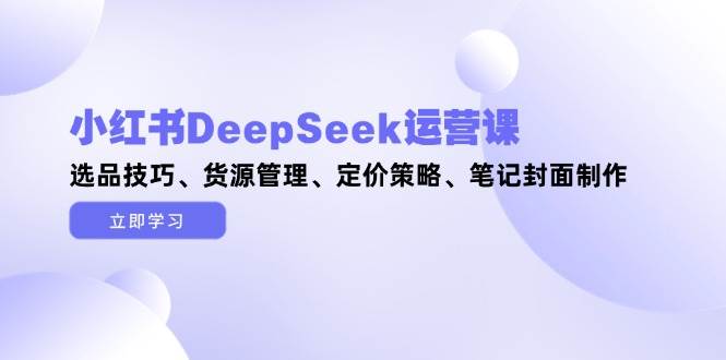 （14748期）小红书DeepSeek运营课，选品技巧、货源管理、定价策略、笔记封面制作-网亿资源平台