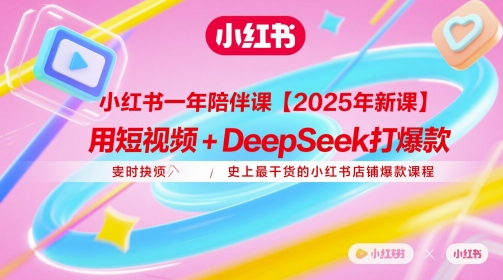 小红书一年陪伴课【2025年新课】，用短视频+deepSeek打爆款，史上最干货的小红书店铺爆款课程-网亿资源平台