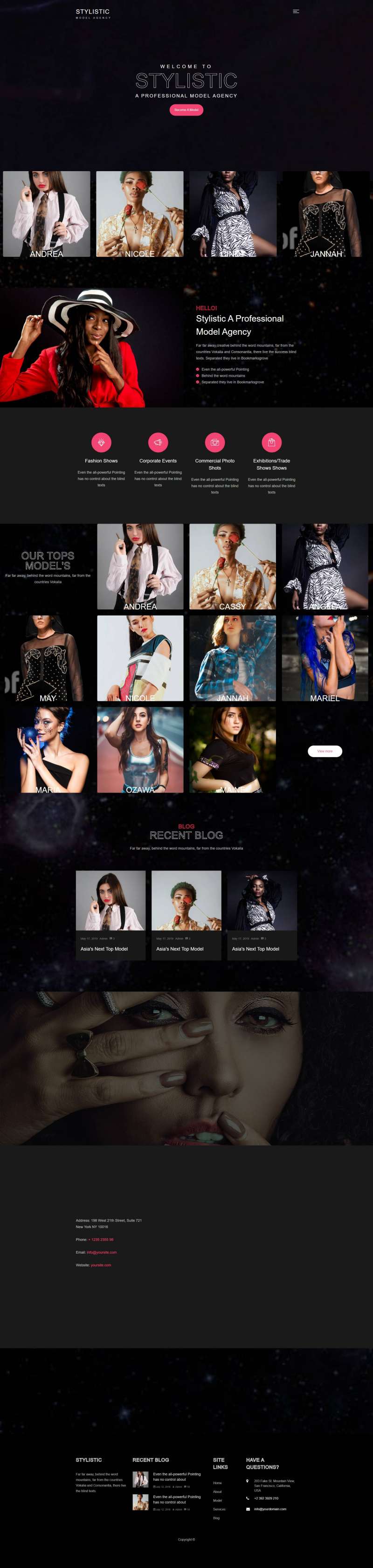 黑色模特经纪公司bootstrap4网站模板-网亿资源平台