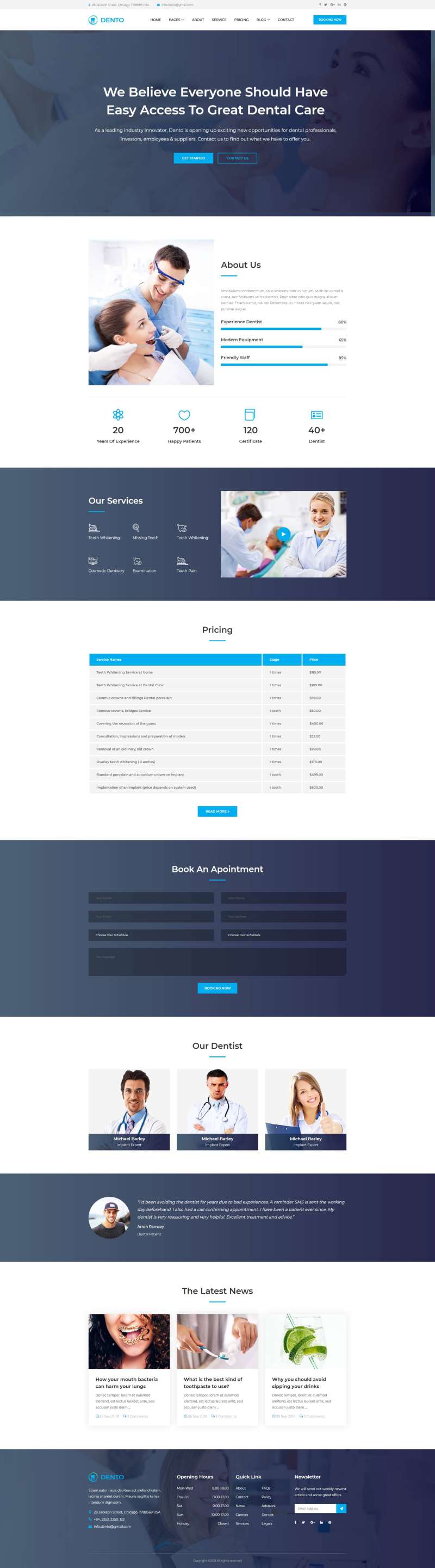 蓝色简洁牙科诊所医院html网站模板-网亿资源平台