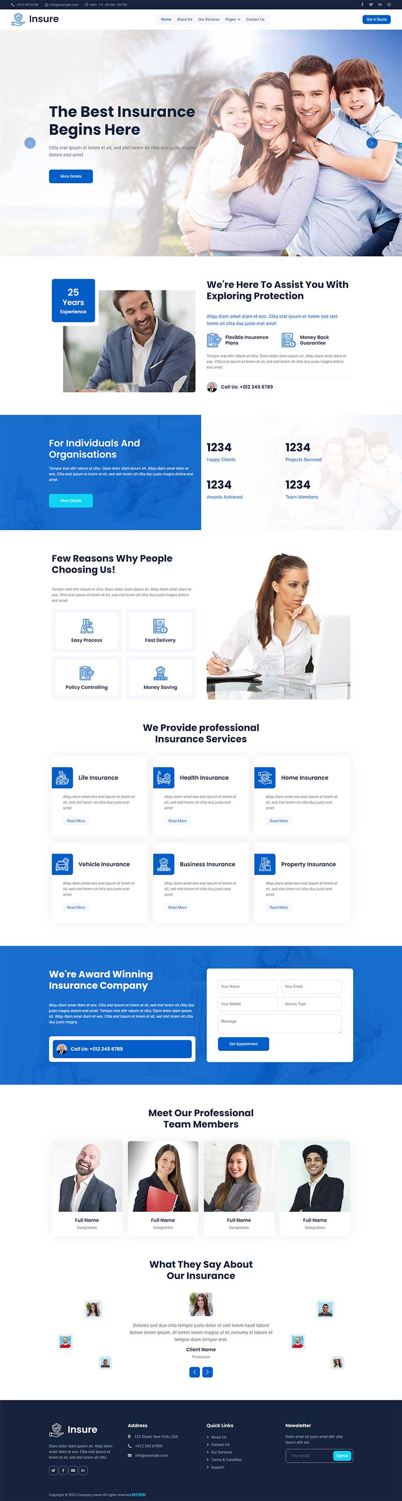 保险服务公司html5网站模板-网亿资源平台