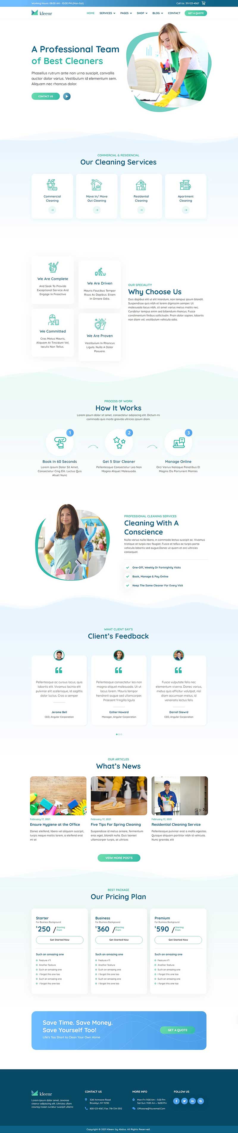 绿色清洁打扫家政服务公司html模板-网亿资源平台