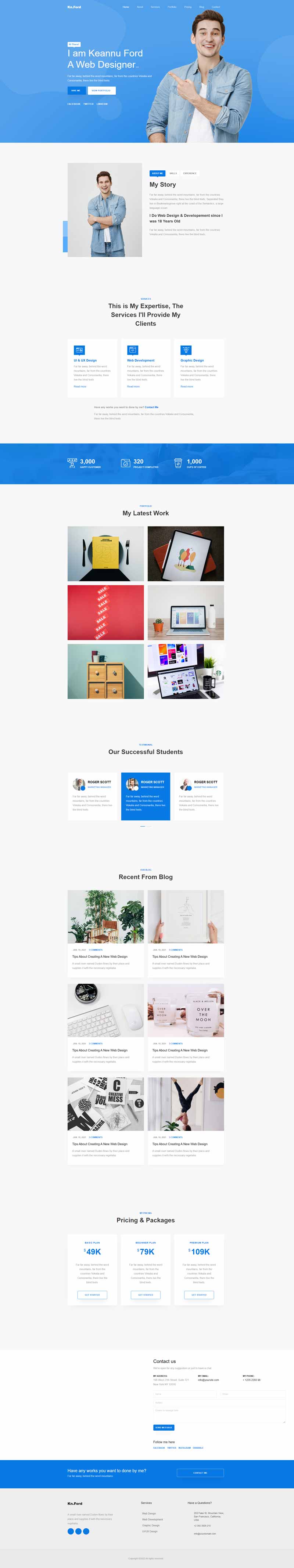 蓝色前端工程师UI设计师个人简历网页html模板-网亿资源平台
