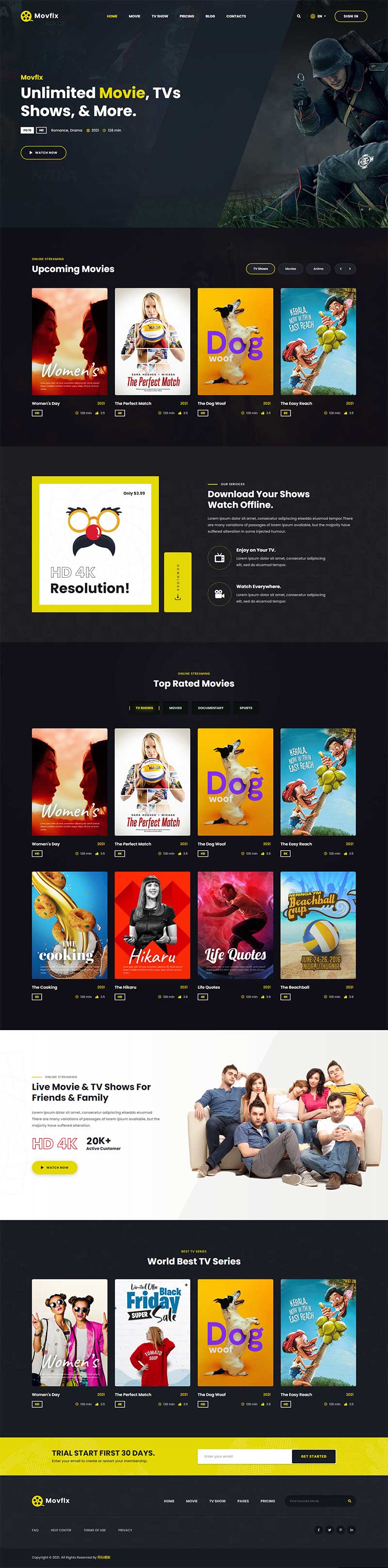 在线电影视频播放平台html网站模板-网亿资源平台