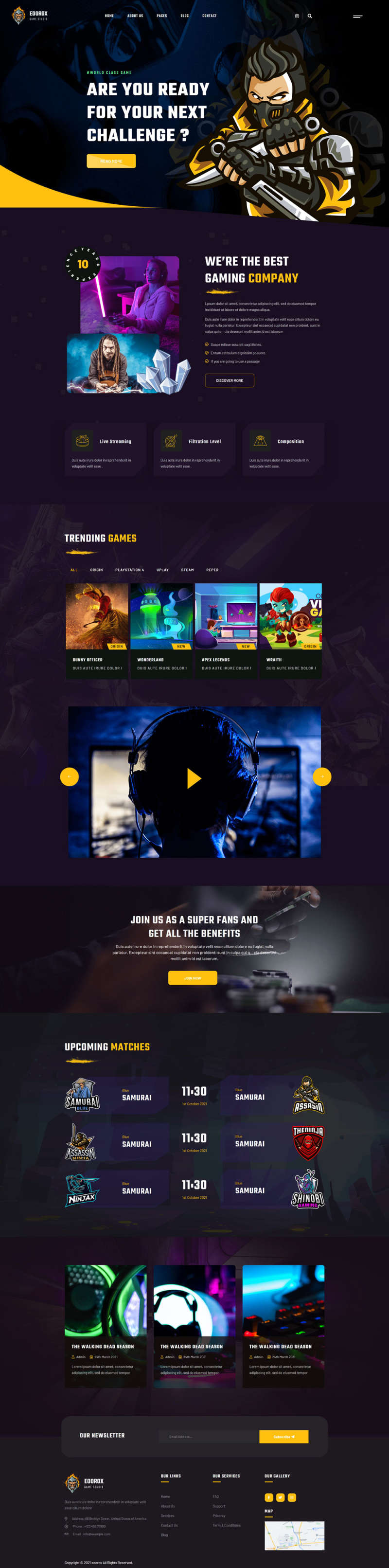 游戏电子竞技行业html5网站模板-网亿资源平台