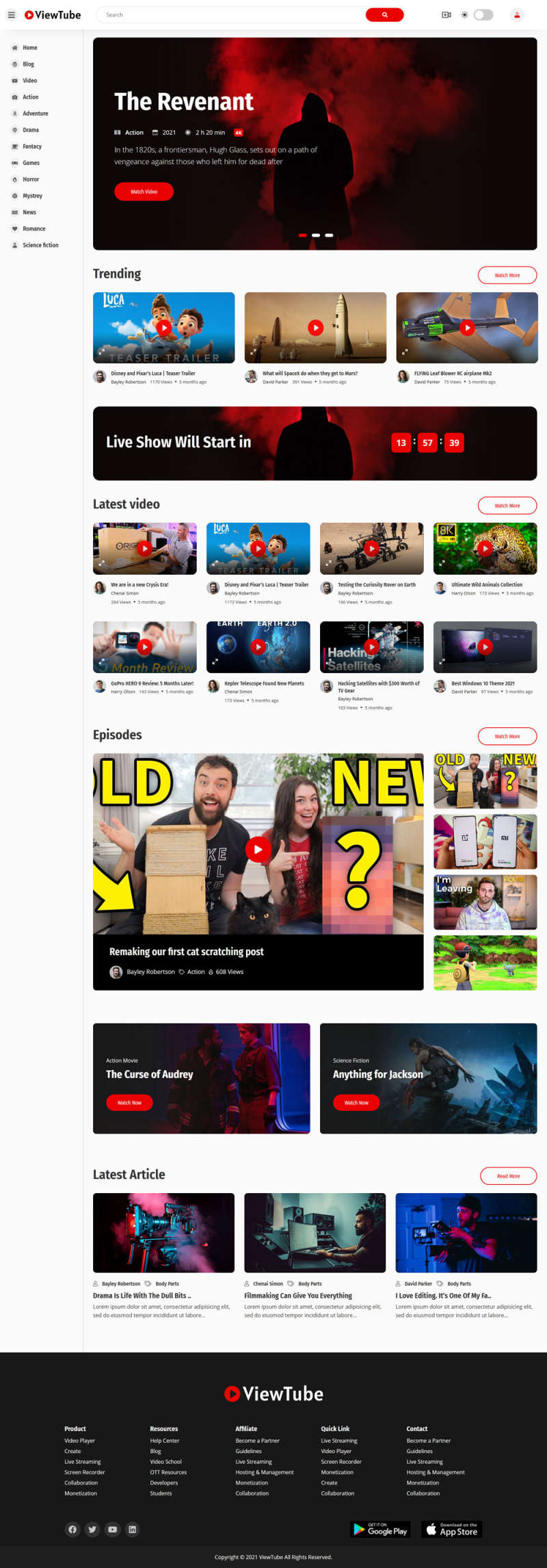 视频电影社交媒体平台HTML5网站模板-网亿资源平台