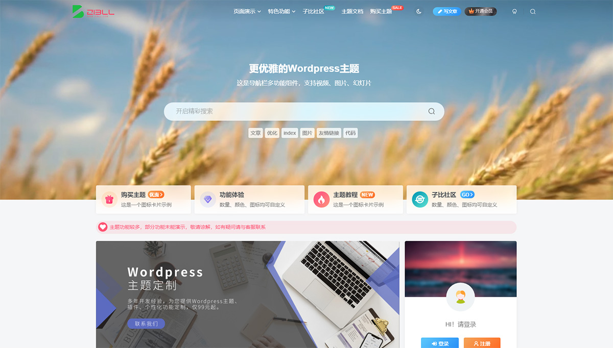 2023新版子比主题v7.1 WordPress主题 开心版-网亿资源平台