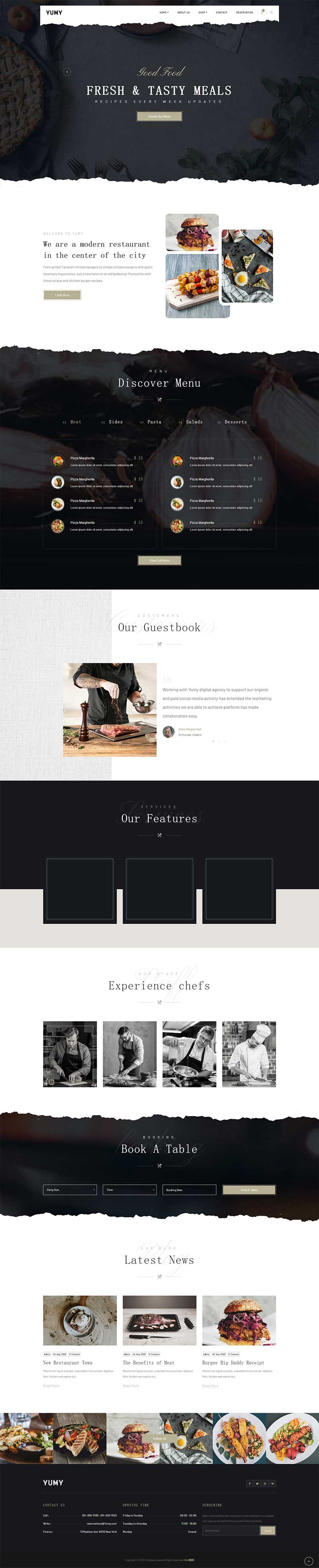 黑色高端私人厨房餐饮类html模板-网亿资源平台