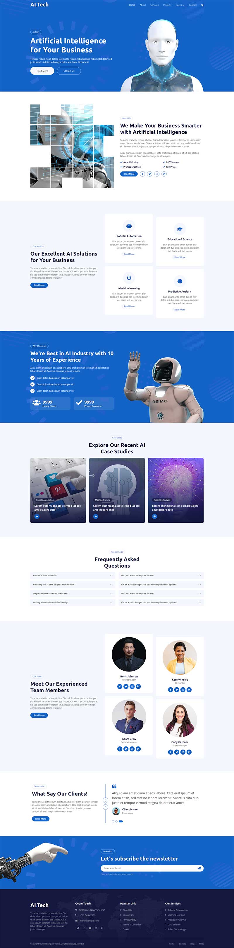 蓝色人工智能科技公司html5模板-网亿资源平台