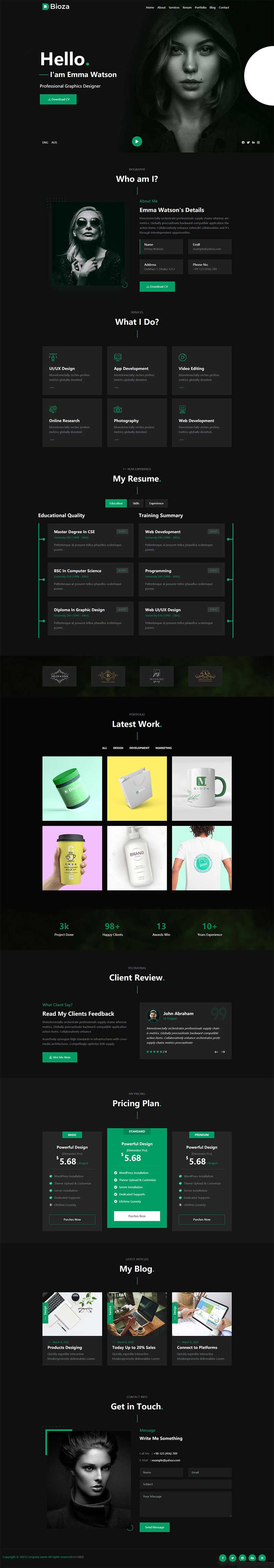 黑色图形设计师个人简历html模板-网亿资源平台