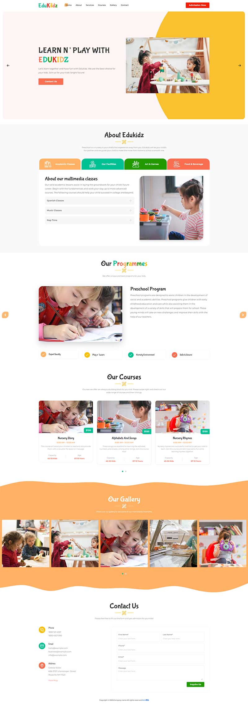 幼儿园托儿所宣传单页html模板-网亿资源平台