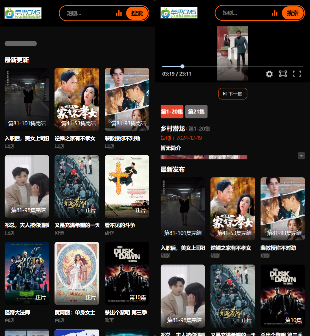 2025新版苹果CMSv10短剧模板源码-网亿资源平台