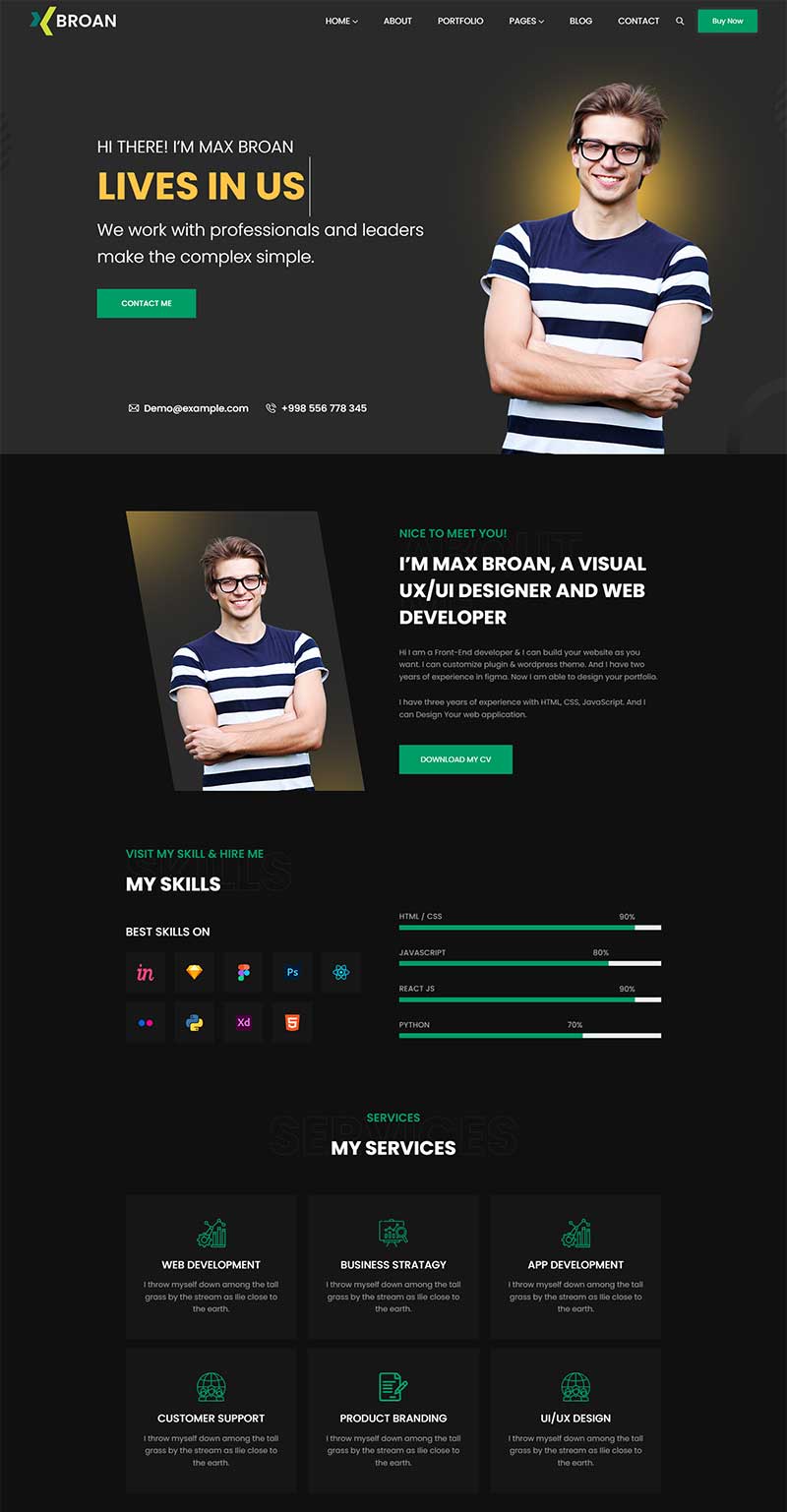 酷黑色响应式程序员个人介绍网页模板-网亿资源平台