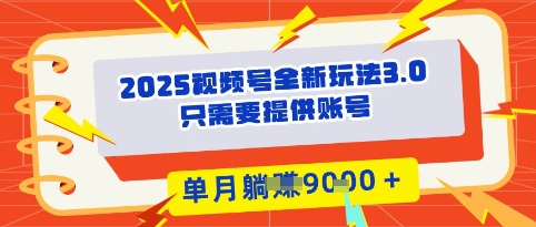 2025年视频号全新玩法3.0，操作爆款门槛低， 团队赋能，单月入9k-网亿资源平台