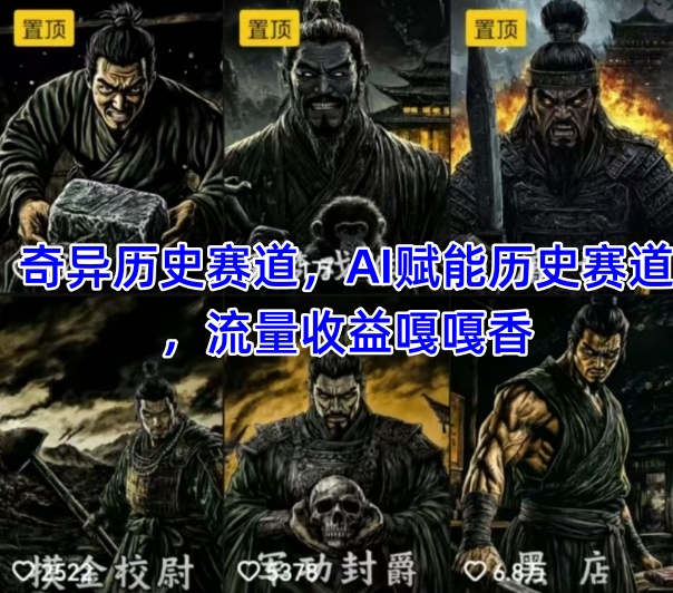 抖音奇异历史赛道，AI赋能历史赛道，流量收益嘎嘎香，狂撸伙伴计划-网亿资源平台