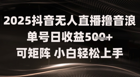 2025抖音无人直播撸音浪单号日收益5张+可矩阵，小白轻松上手-网亿资源平台