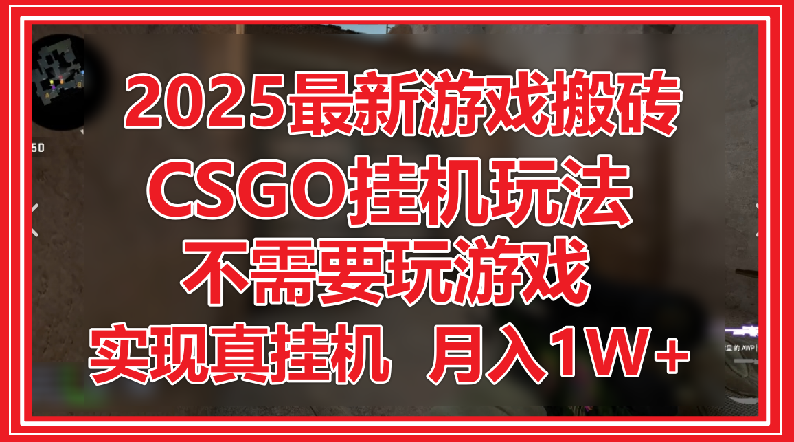 2025最新游戏搬砖，CSGO挂机，不需要玩游戏，实现真挂机，月入1W+-邪修侠
