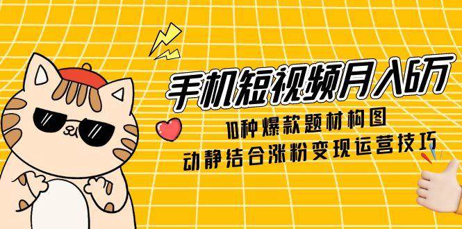 （14791期）手机短视频月入6万，10种爆款题材构图，动静结合涨粉变现运营技巧-网亿资源平台