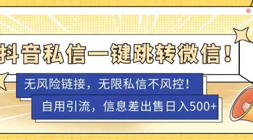 抖音私信一键跳转微信，无风险卡片不屏蔽教程-网亿资源平台