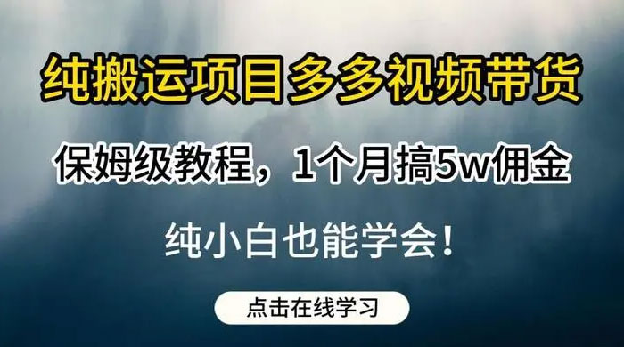 多多视频带货，纯搬运一个月搞了 5W 佣金，小白也能操作【揭秘】-网亿资源平台