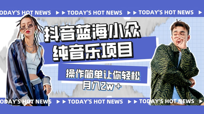 宝藏细分领域，抖音蓝海小众纯音乐项目，操作简单让你轻松月入 2w+-网亿资源平台