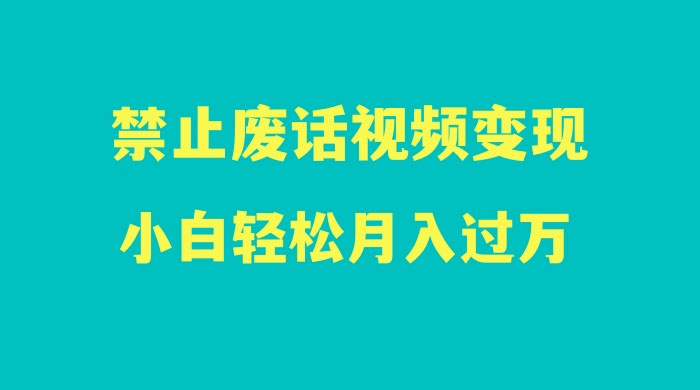 最新蓝海项目，靠禁止废话视频变现，一部手机，小白轻松月入过万！-网亿资源平台
