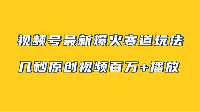 视频号最新爆火赛道玩法，几秒视频可达百万播放，小白即可操作（附素材）-网亿资源平台