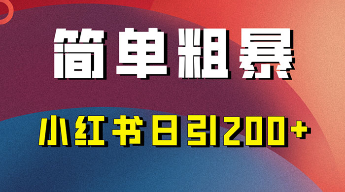 简单粗暴的小红书引流技巧,大道至简,看完实操日引 200+-网亿资源平台