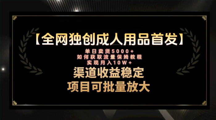 最新全网独创首发，成人用品赛道引流获客，单日卖货 5000+，月入 10w 保姆级教程-网亿资源平台