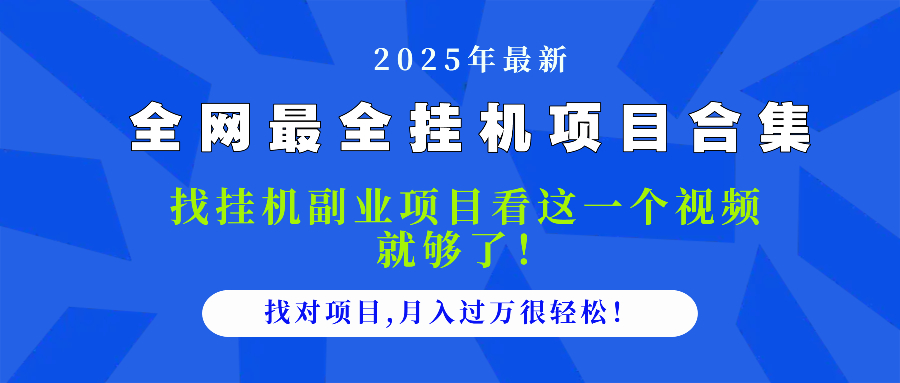 2025最全挂机项目合集 找项目看这一个视频就够了，做对项目月入过万很…-网亿资源平台