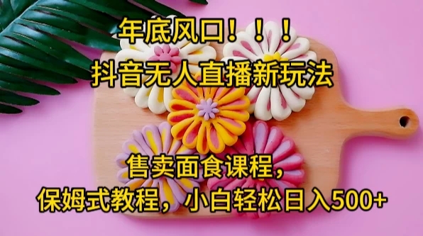 年底风口，抖音无人直播新玩法，售卖面食课程，保姆式教程，小白轻松日入500+-网亿资源平台