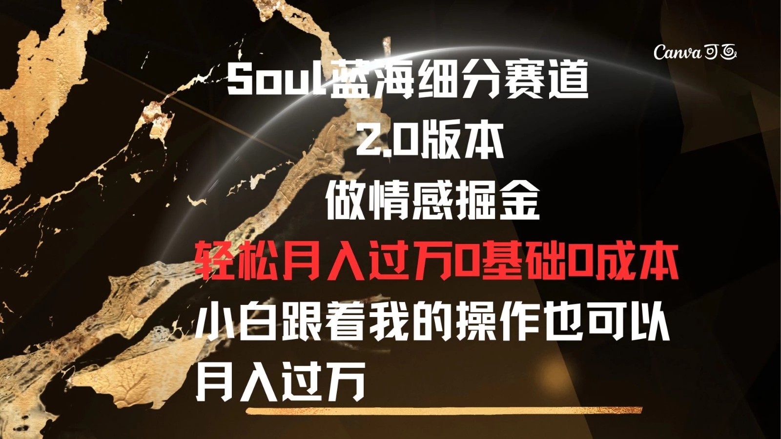 Soul蓝海细分赛道，2.0版本，做情感掘金，轻松月入过万，0基础，0成本，小白跟着我的操作也可以月入过万-网亿资源平台