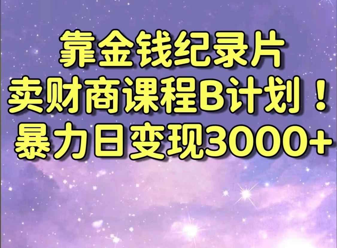 靠金钱纪录片卖财商课程，暴力日变现3000+，喂饭级干货教学！！-网亿资源平台