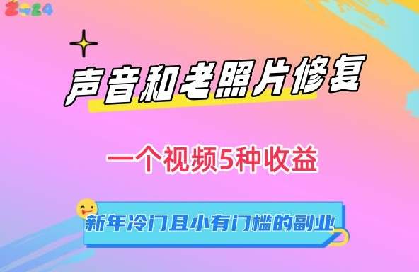 声音和老照片修复，一个视频5种收益，新年冷门且小有门槛的副业【揭秘】-网亿资源平台