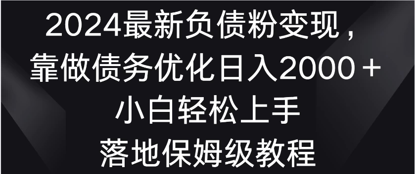 2024最新负债粉变现，靠做债务优化日入2000＋小白轻松上手 落地保姆级教程-网亿资源平台