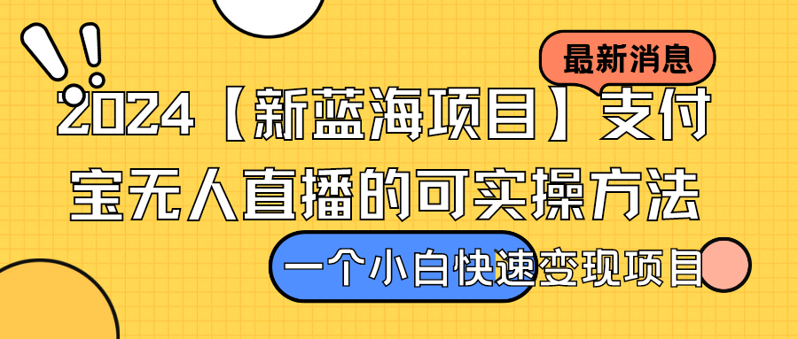 2024【新蓝海项目】支付宝无人直播的可实操方法，一个小白快速变现项目-网亿资源平台