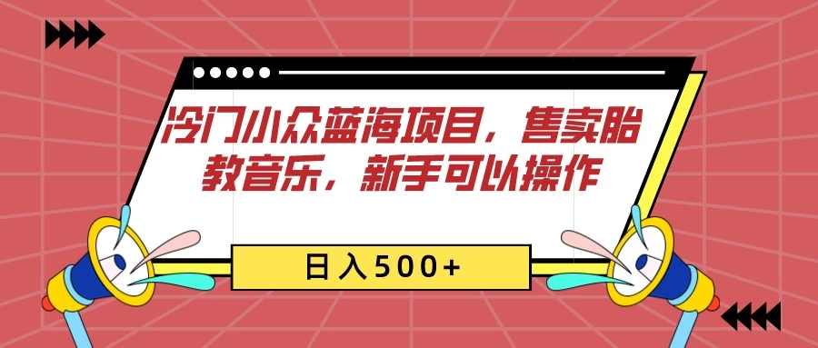 冷门小众蓝海项目，售卖胎教音乐，新手可以操作，日入500+-网亿资源平台