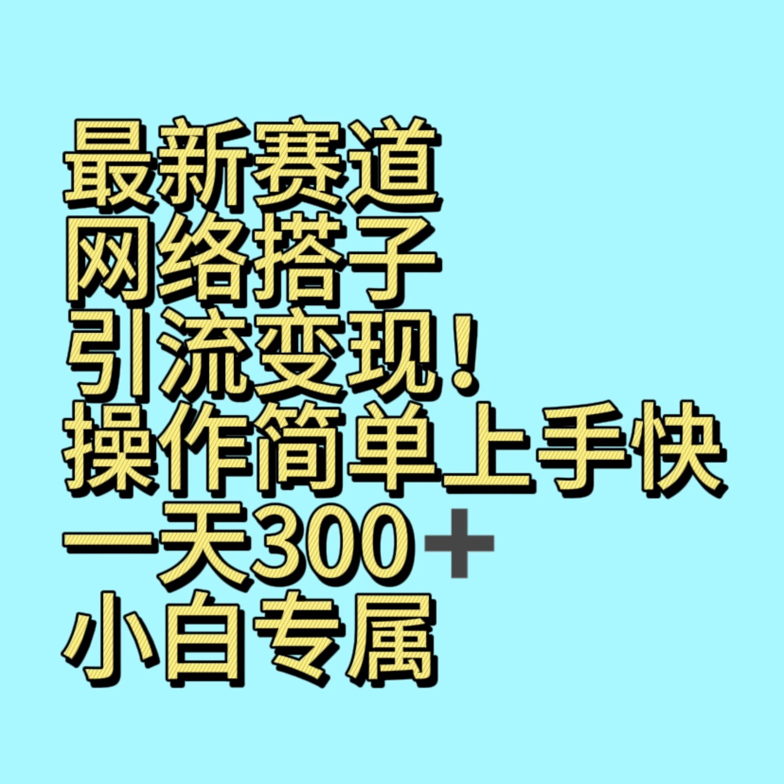 最新赛道网络搭子引流变现!!操作简单上手快，一天300+，小白专属-网亿资源平台