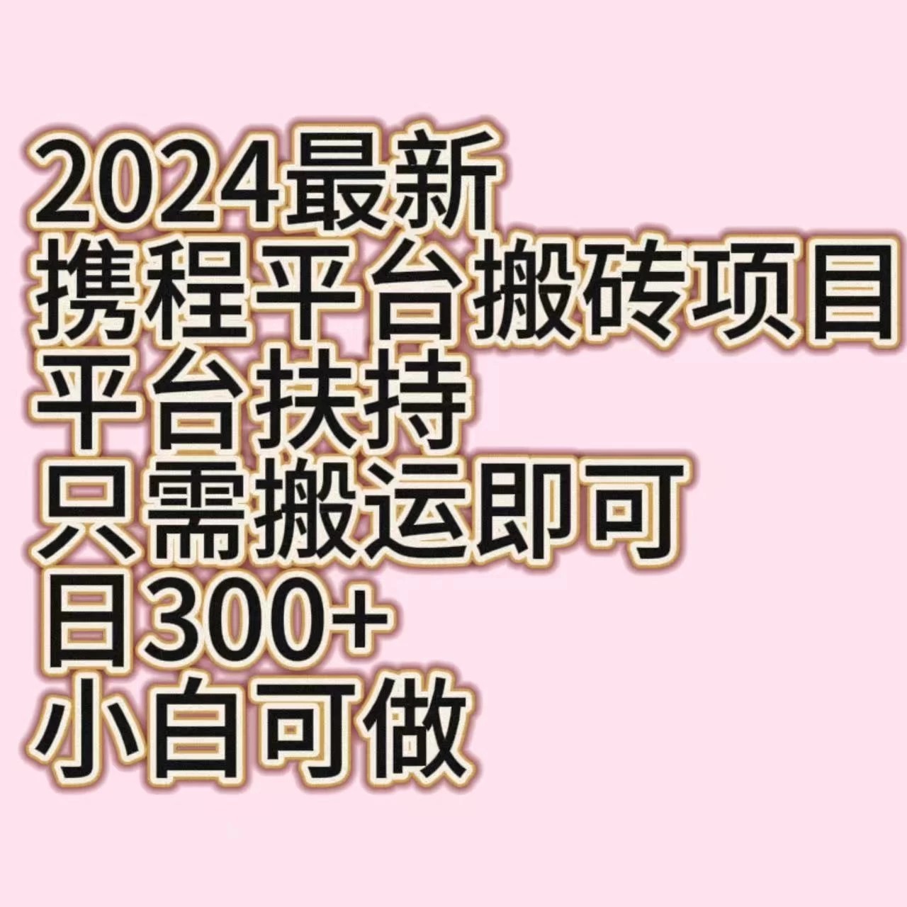 2024最新携程平台搬砖项目，平台扶持只需搬运即可，日300+，小白可做-网亿资源平台