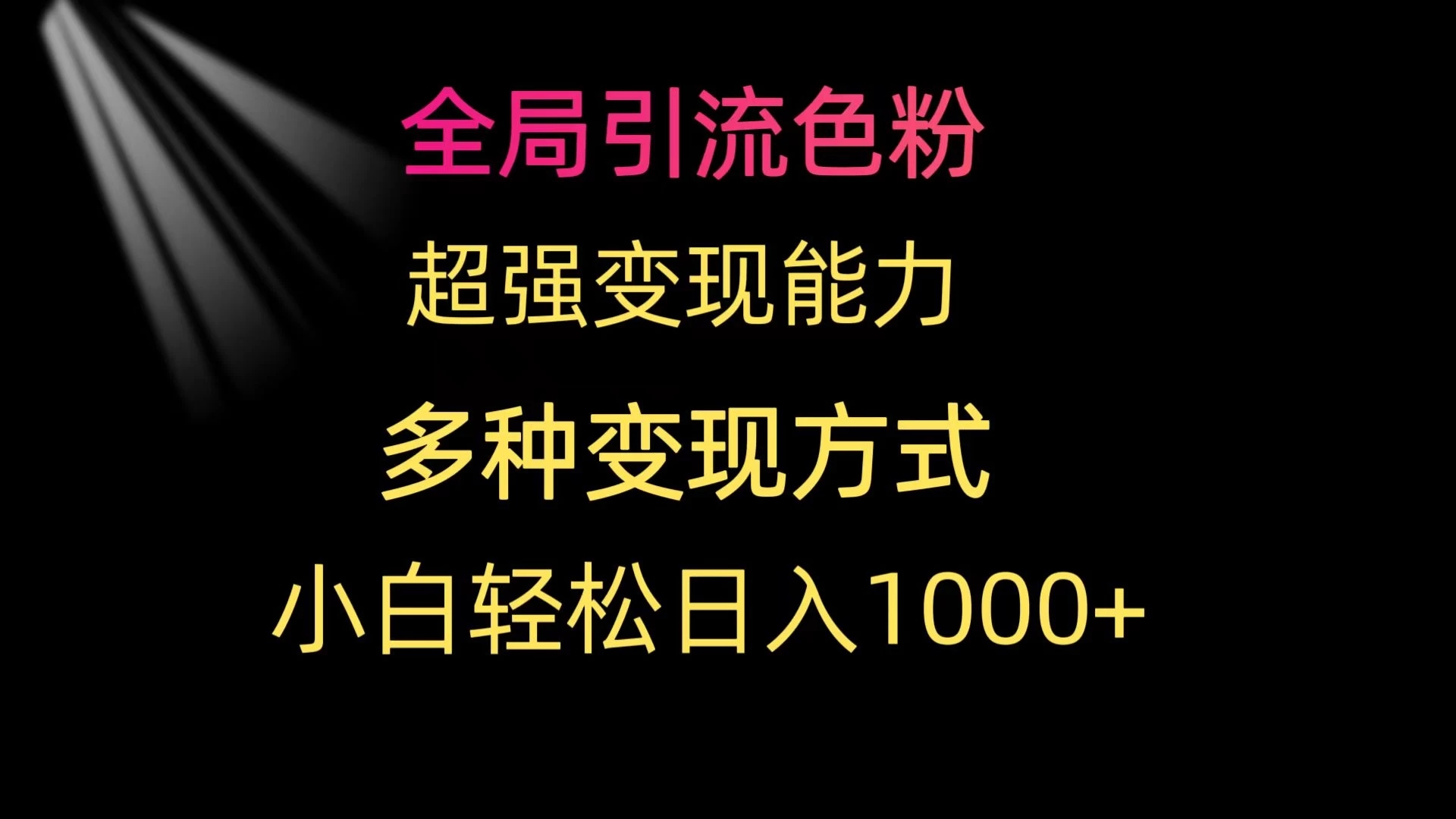 全局引流色粉 超强变现能力 多种变现方式 小白轻松日入1000+-网亿资源平台