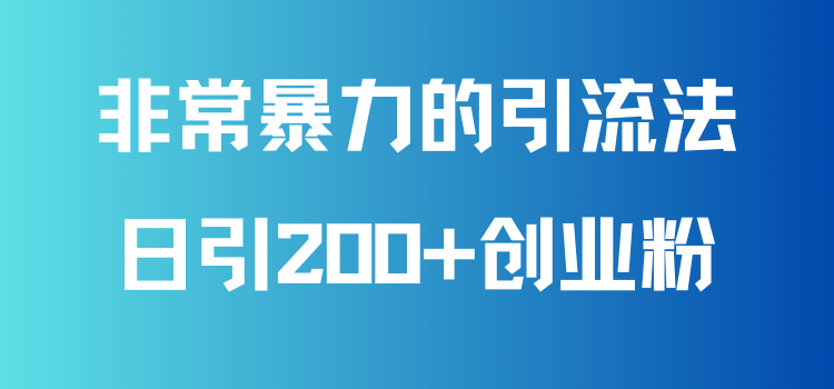 非常暴力的引流方法，可日引200+创业粉，靠卖项目月入10W+-网亿资源平台