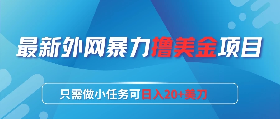 最新外网暴力撸美金项目，只需做小任务可日入20+美刀-网亿资源平台