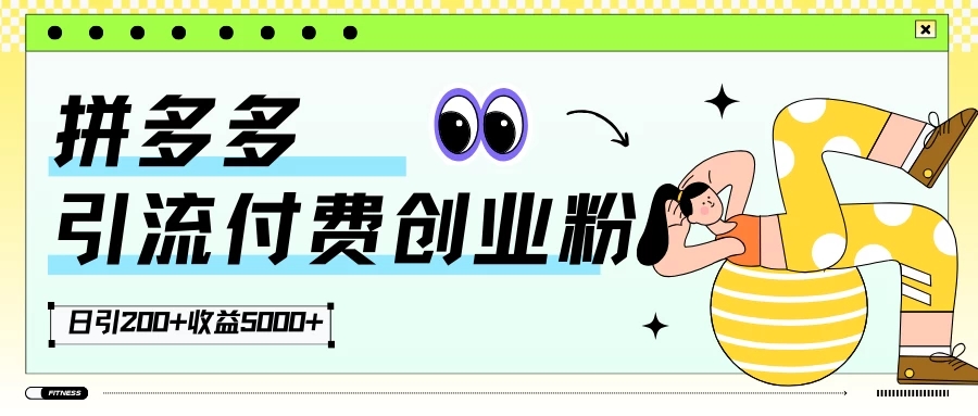 拼多多引流付费创业粉，日引200+，收益5000+-网亿资源平台